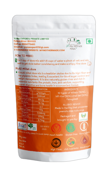 Multi millet dosa mix made with 10 millets rice and urad dal