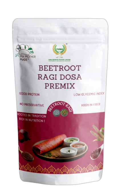 Beetroot ragi dosa premix made with ragi beetroot and green moong
