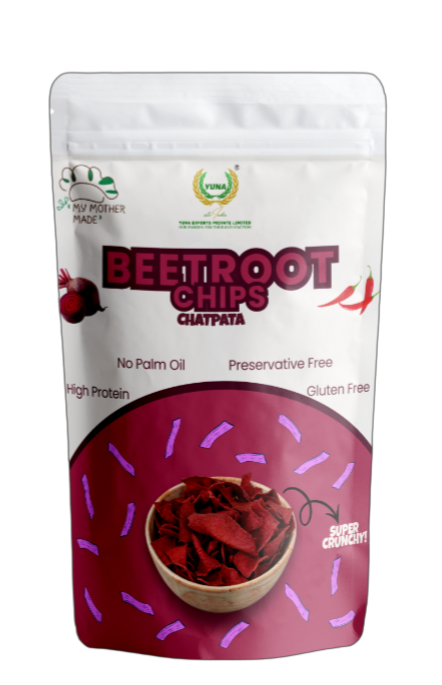 Crispy beetroot chips made with real beetroot and rice bran oil 